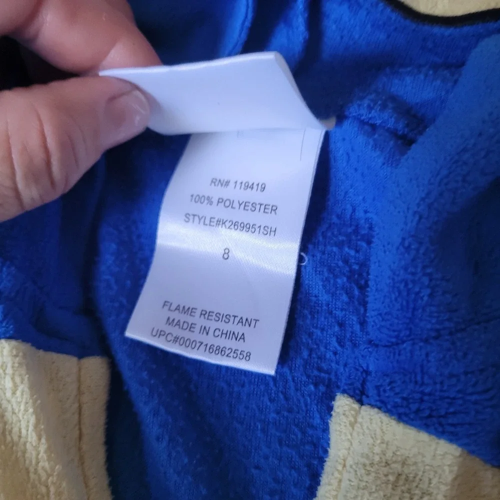 Sonic the Hedgehog Pajamas Kids Size 8 Blue Union Suit Hooded One Piece